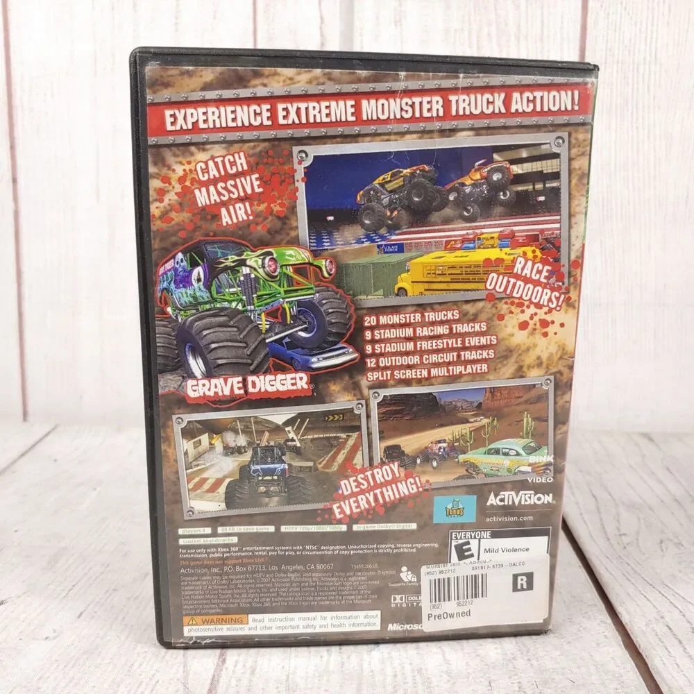 Monster Jam Microsoft Xbox 360 Video Game Disc Activision Off Road Racing TESTED